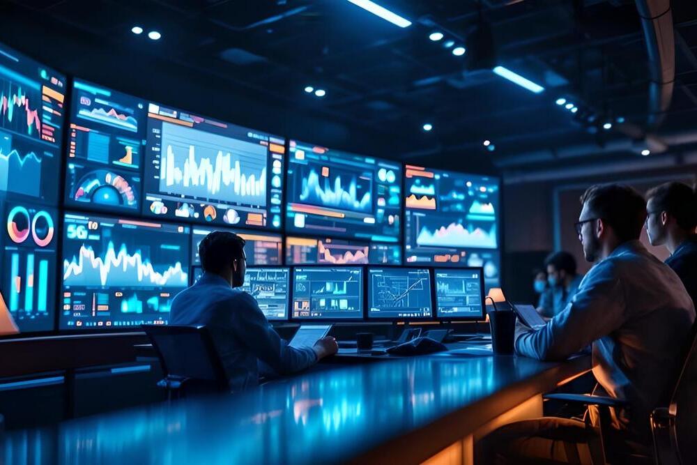 sala de monitorizacion con pantallas de datos financieros sala de monitorizacion con pantallas de datos financieros